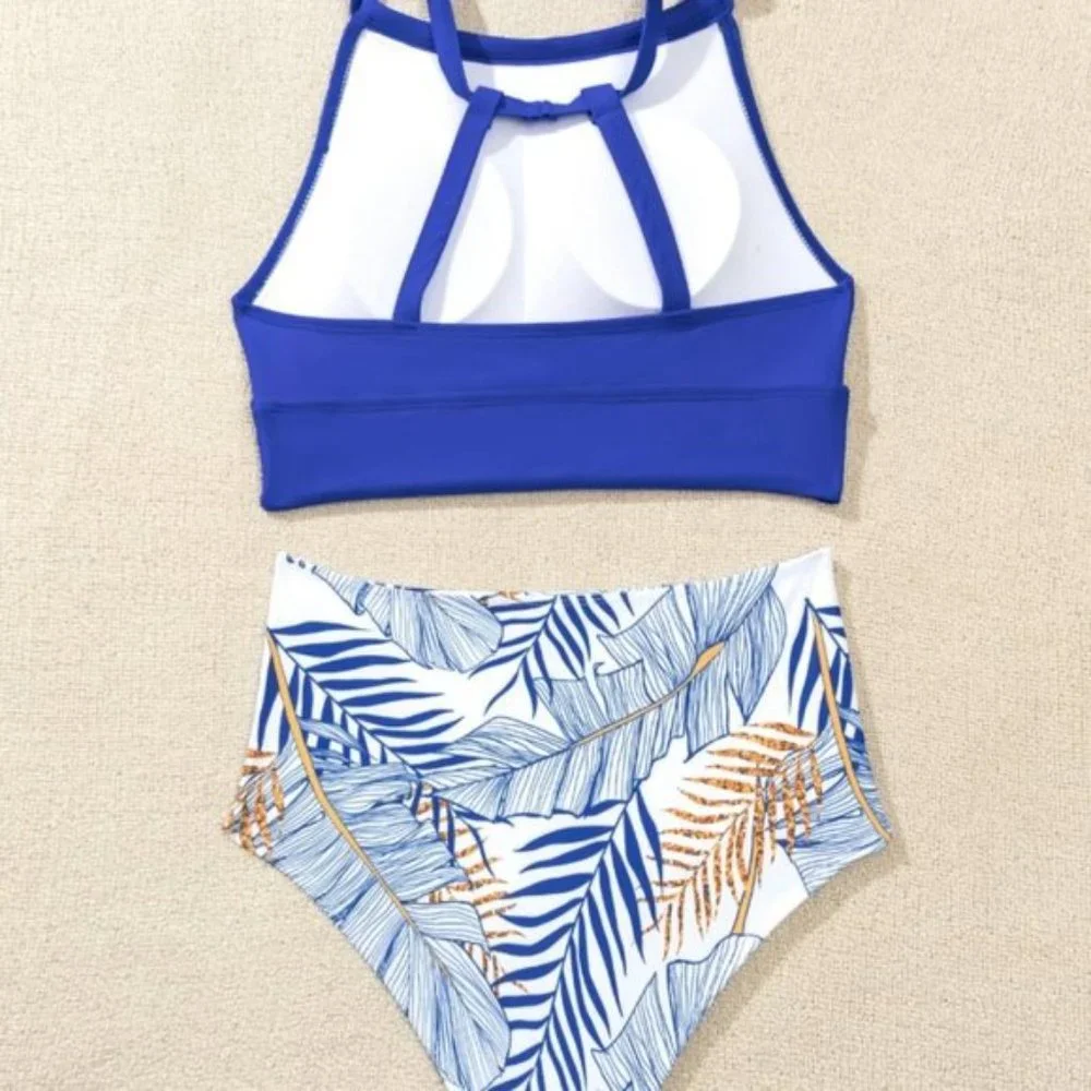 Blue Print High Waisted Bikini